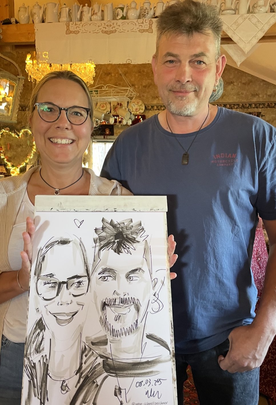 Caricaturist in Germany: guest portrait in black pigment pen