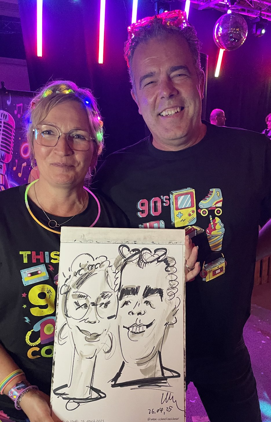 Guest portrait drawn live on A3 paper
